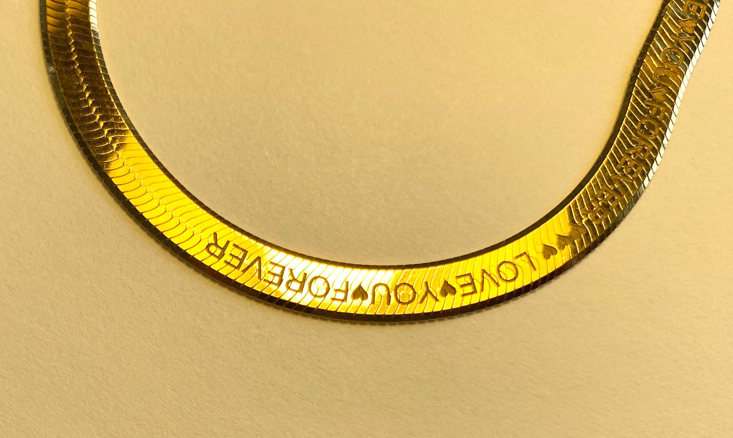 The Love You Forever® Engraved Herringbone Necklace with a Signed Book